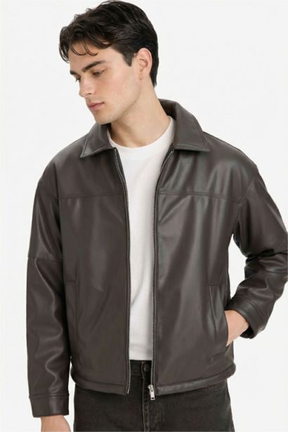 Relax Fit Faux Leather Jacket