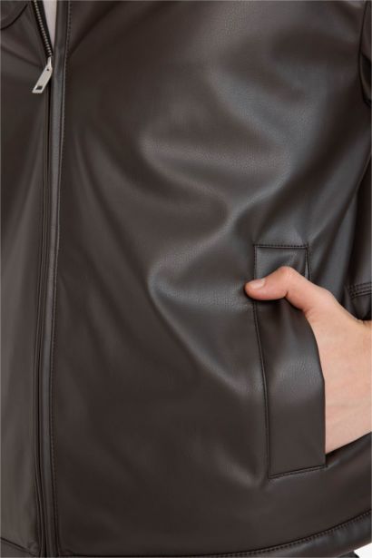 Relax Fit Faux Leather Jacket