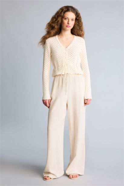 Wide Leg With Pockets Linen Blended Trousers
