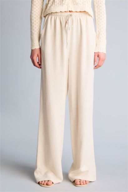 Wide Leg With Pockets Linen Blended Trousers