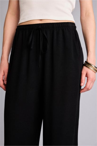 Wide Leg With Pockets Linen Blended Trousers