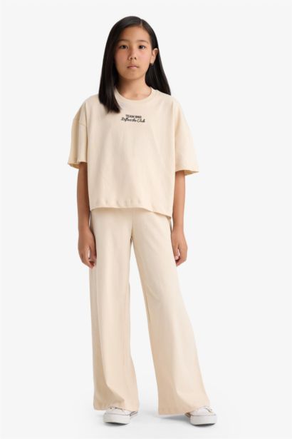 Girl Short Sleeve Printed T-Shirt Bottoms 2 Piece Set