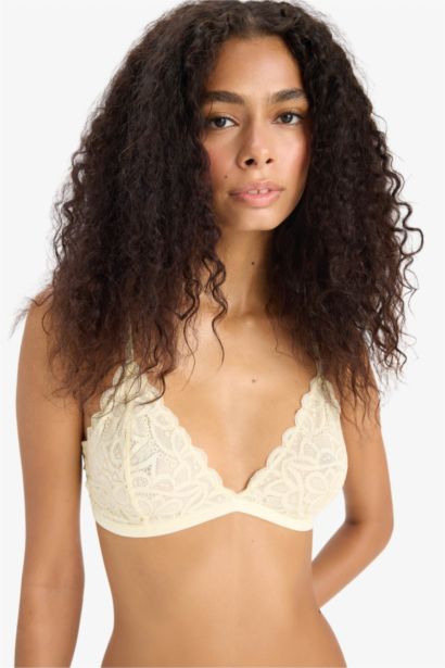 Simli Dantel Kapsız Pedsiz Balensiz Triangle Bra
