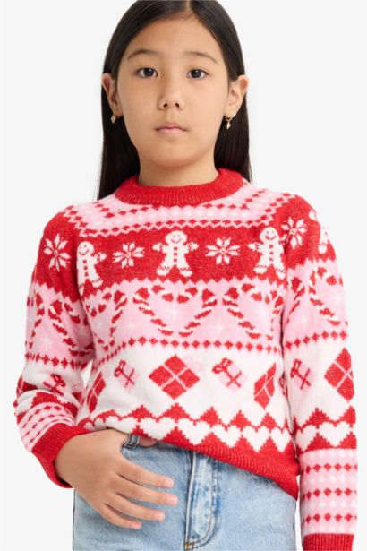 Pull de Noël à col rond pour fille