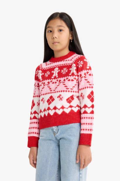 Pull de Noël à col rond pour fille