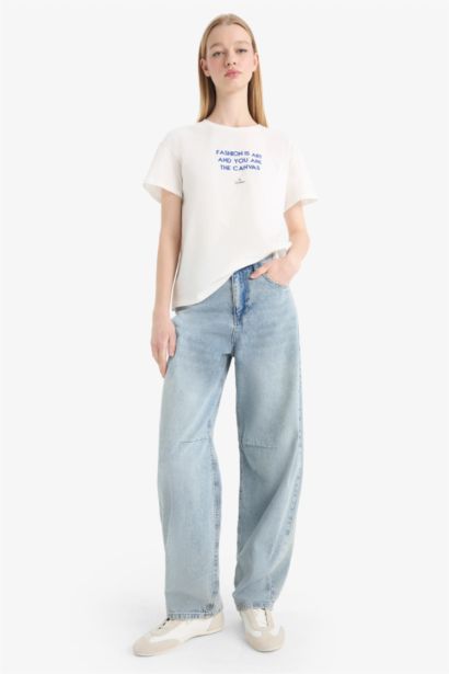 Regular Fit Printed Short Sleeve White T-Shirt