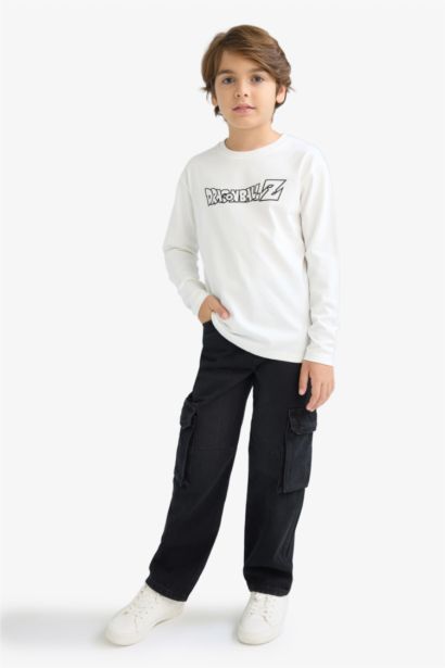 T-shirt à manches longues imprimé au dos Dragon Ball