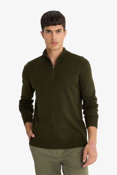 Standard Fit Zipper Knitwear Pullover