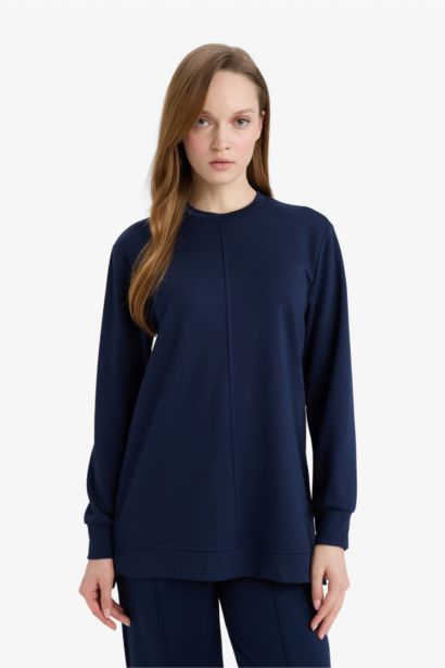 Regular Fit Crew Neck Long Sleeve Tunic