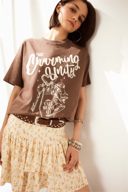 Oversize Fit Printed Short Sleeve T-Shirt