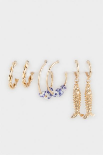 Lot de 3 Boucles d’oreilles dorées pour femme