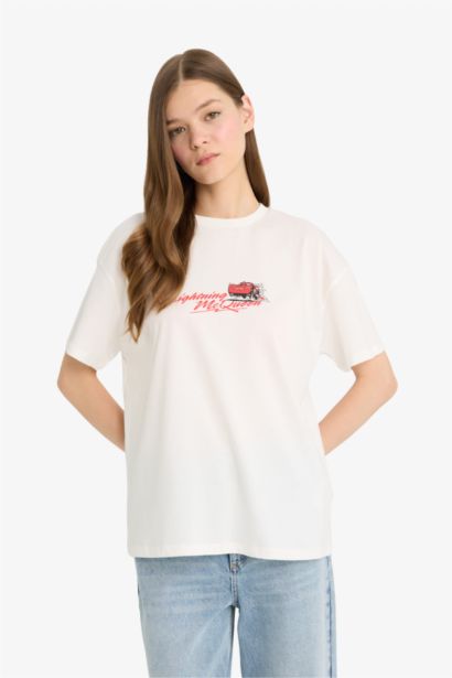 Cars Oversize Fit Printed Short Sleeve T-Shirt