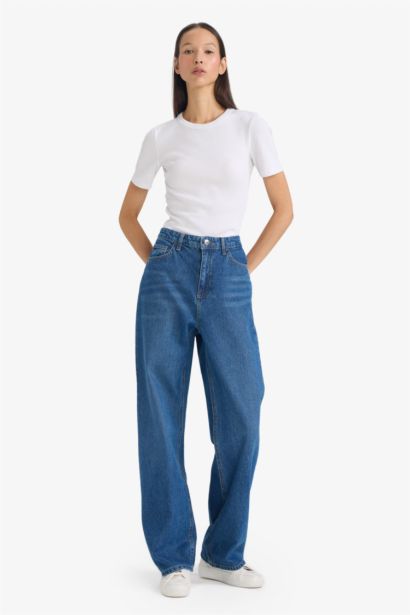 Regular Hem Denim Trousers