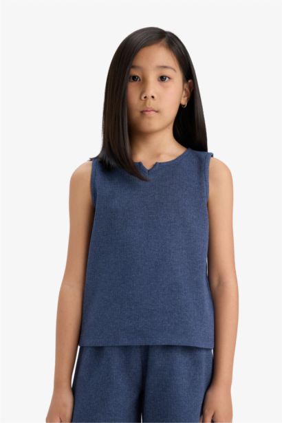 سيت بناتي وافل شورت وبلوزة - قطعتين