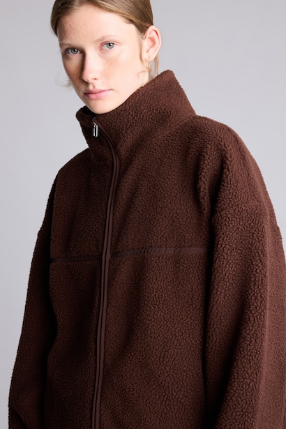 Oversize Mock Neck Welsoft Plush Cardigan