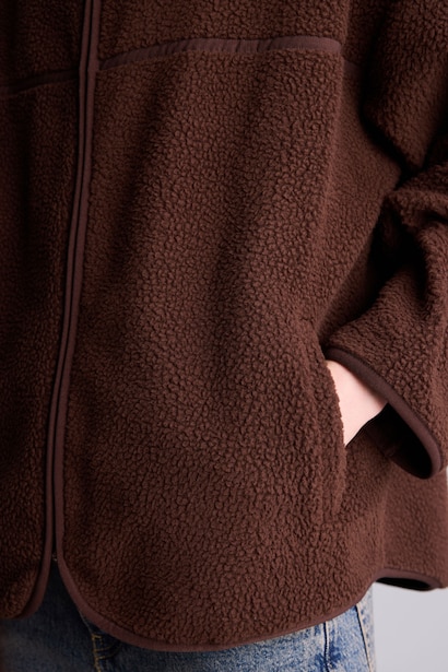 Oversize Mock Neck Welsoft Plush Cardigan