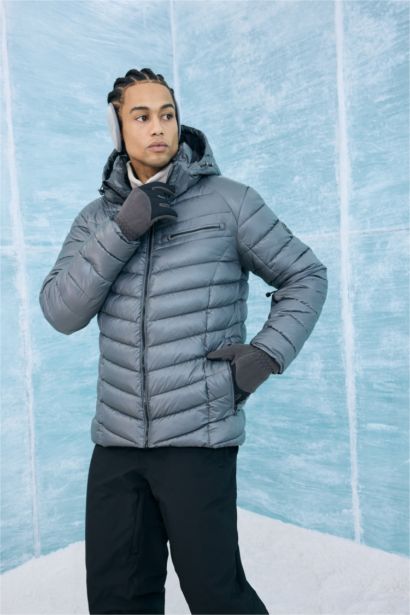 Su İtici Regular Fit Kapüşonlu Fermuarlı Rüzgar Geçirmez Kayak Montu