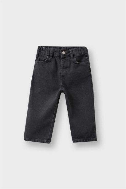 Baby Boy Regular Fit Label Printed Jeans