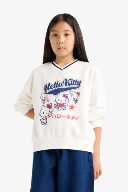 Sweatshirt Oversize Hello Kitty à col V pour fille
