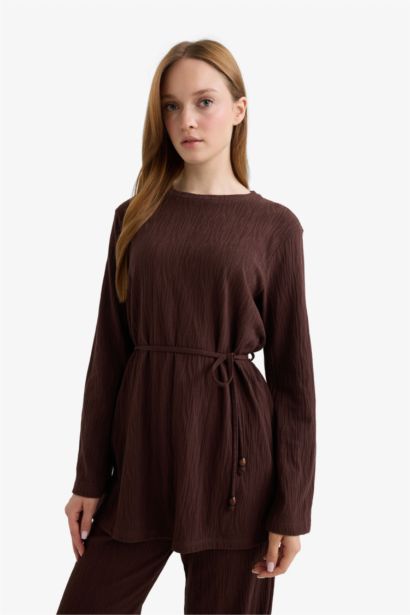 Regular Fit Crew Neck Long Sleeve Tunic