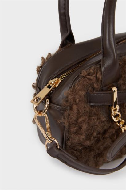Kadın Pelüş Detaylı Suni Deri Çapraz Çanta