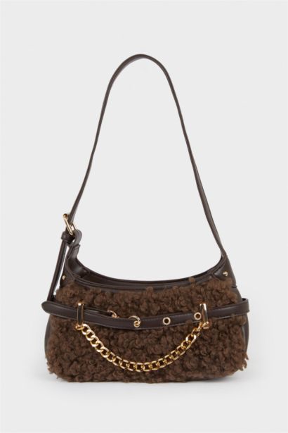 Kadın Pelüş Detaylı Suni Deri Çapraz Çanta