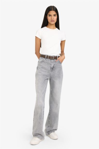 %100 Pamuk 90's Wide Leg Jean Pantolon