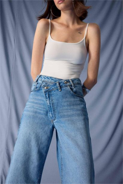 кең аяқ деним Шалбар