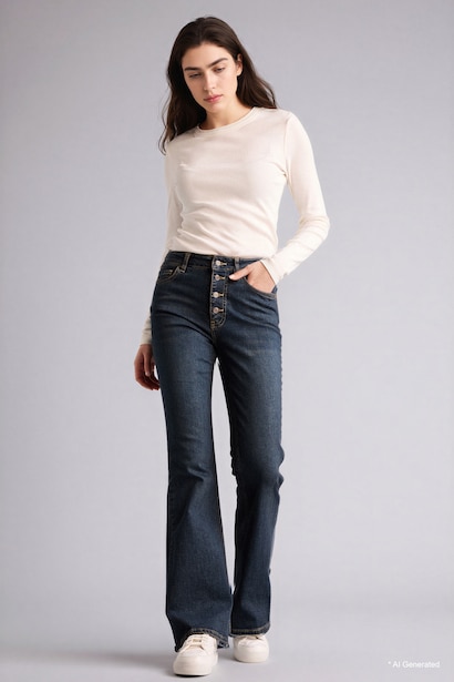 Mia Flare Fit Washed Jeans