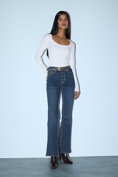 Flare Fit Orta Bel Jean