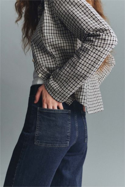 Culotte Fit High Waist Denim Trousers