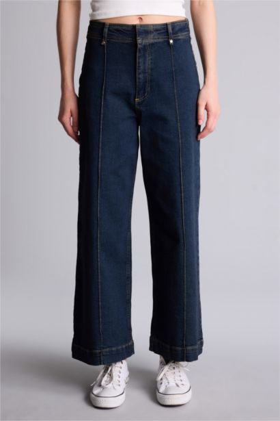 Culotte Fit High Waist Denim Trousers