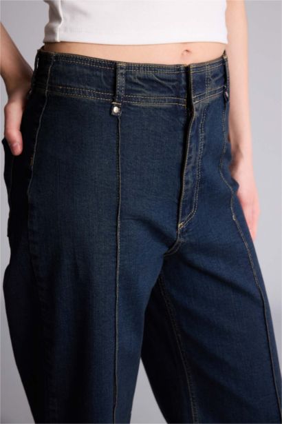 Culotte Fit High Waist Denim Trousers