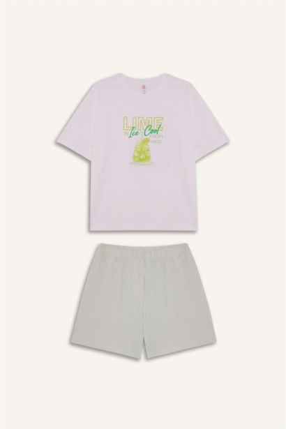 سيت بجامة قصة عادية شورت وتيشيرت - قطعتين
