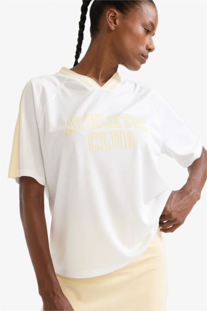 DeFactoFit Oversize Fit Printed Sports T-Shirt