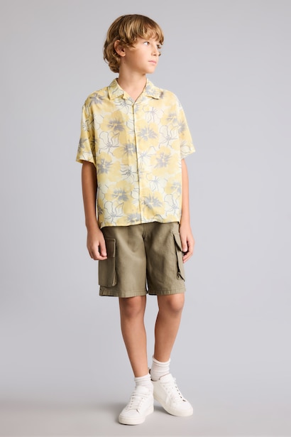 Boy Oversize Polo Neck Floral Viscose Shirt