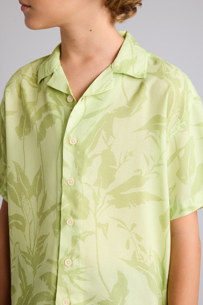 Boy Oversize Polo Neck Floral Viscose Shirt