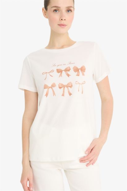 Regular Fit Crew Neck Printed Cotton T-Shirt