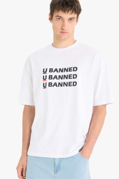 Loose Fit Crew Neck Printed Short Sleeve T-Shirt