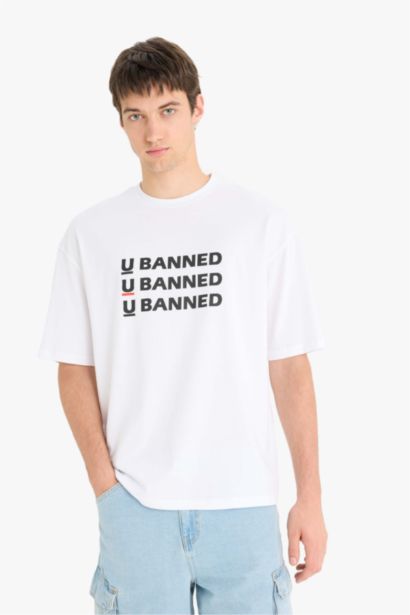 Loose Fit Crew Neck Printed Short Sleeve T-Shirt