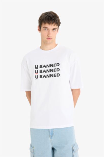 Loose Fit Crew Neck Printed Short Sleeve T-Shirt