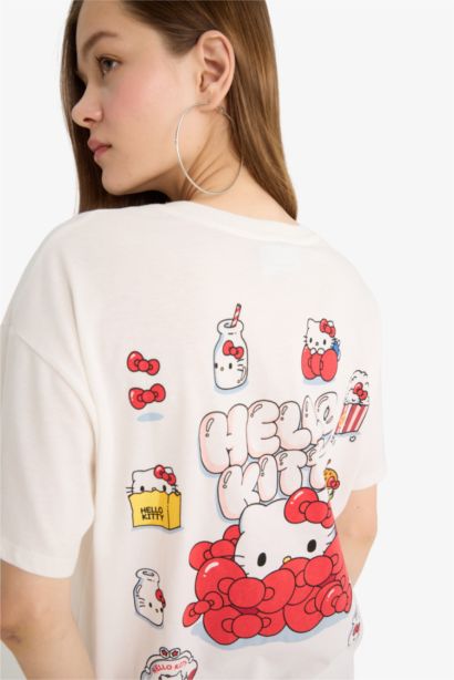 %100 Pamuk Hello Kitty Oversıze Sırt Baskılı Tişört