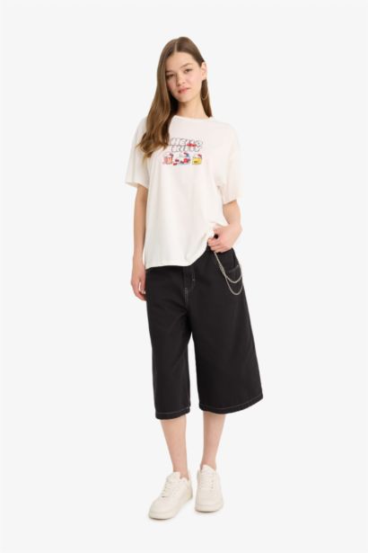 %100 Pamuk Hello Kitty Oversıze Sırt Baskılı Tişört