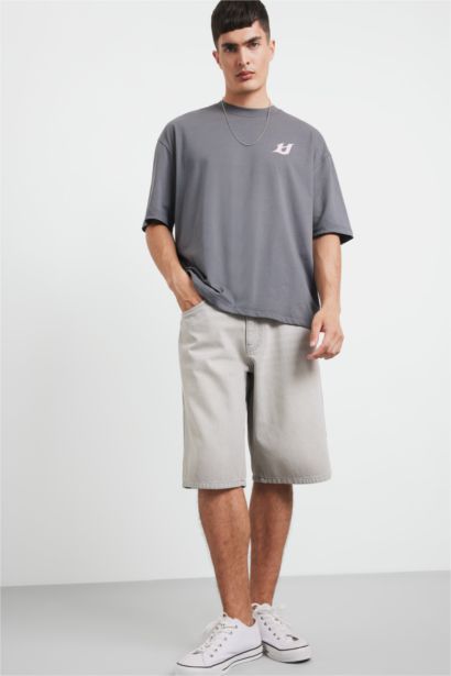 %100 Pamuk Loose Fit Baskılı Tişört