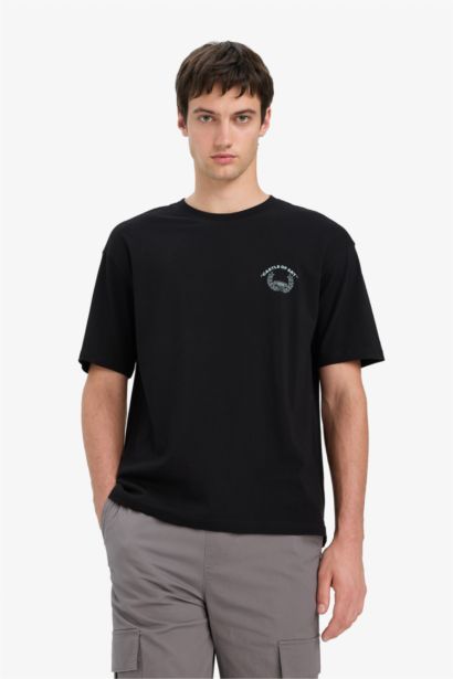 Cotton Boxy Fit Crew Neck Printed T-Shirt