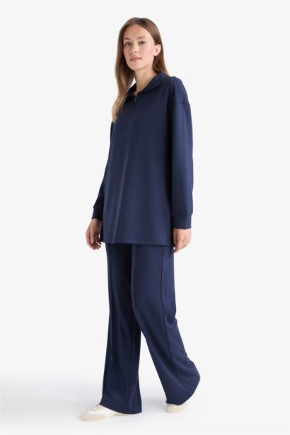 Regular Fıt Fermuarlı Yaka Uzun Kollu Tunik