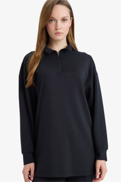 Regular Fit Zipper Long Sleeve Tunic