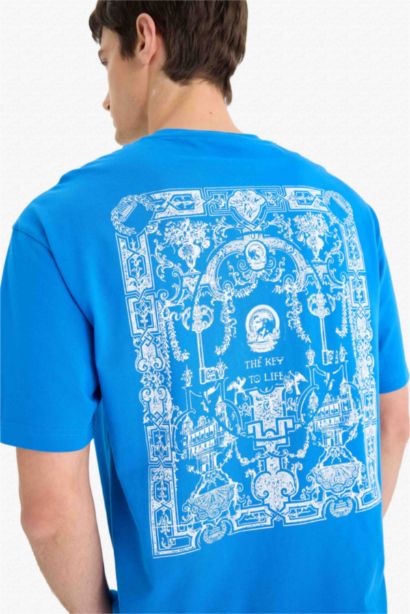 تيشيرت نص ردن اوفر سايز قطن بطبعة من الخلف