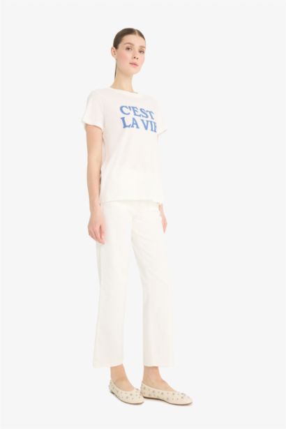 Regular Fit Crew Neck Printed Cotton T-Shirt