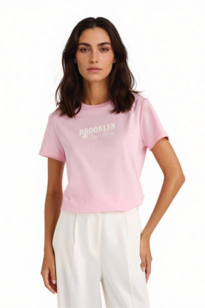 %100 Pamuk Baskılı Penye Tişört